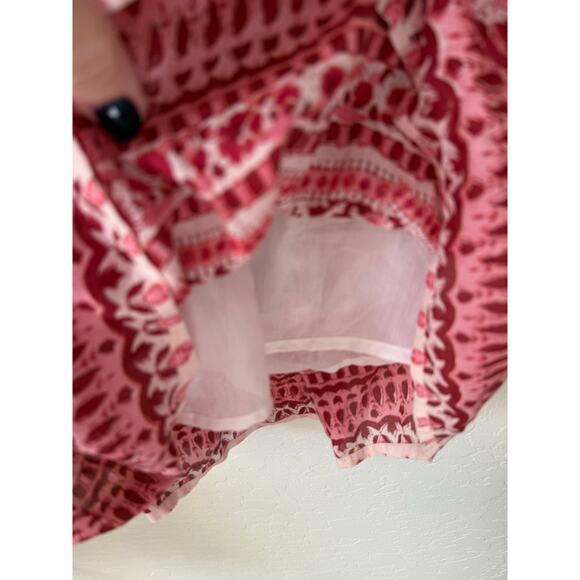 Bell by Alicia Bell Red Block Print Silk Cotton Maxi Dress Size Medium - Picture 7 of 7